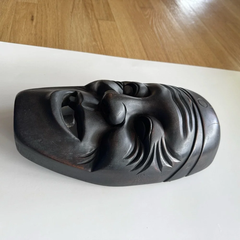 Large Hand Carved African Mask Wall Hang 13.5x8x3